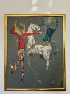 Akrylmaleri, Marino Marini, motiv: Abstrakt, stil: Modernisme, b: 69 h: 86, Titel “Harlekin mit reit
