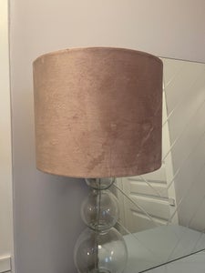 Lille glas bordlampe - Rodin - Med gråbrun velourskærm