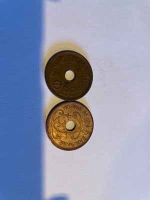 Danmark, mønter, 1940, 2 x 5 øre mønter fra 1940
Sælges samlet. 
