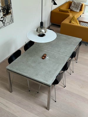 Spisebord, Beton og stål, b: 100 l: 200, Flot spisebord med plader 
1.00 x 2.00/3.00 sælges pga flyt