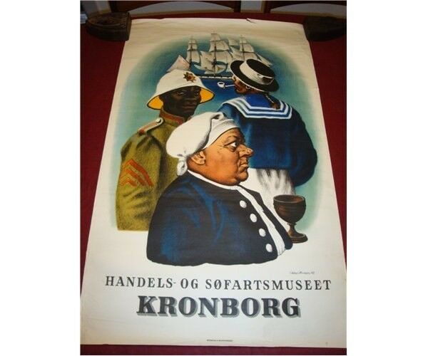 b: 60,7 h: 96,8 Plakat, Sikker Hansen (1948), motiv: Kronborg - Handels- Søfartsmuseet – – Køb og af Nyt og Brugt