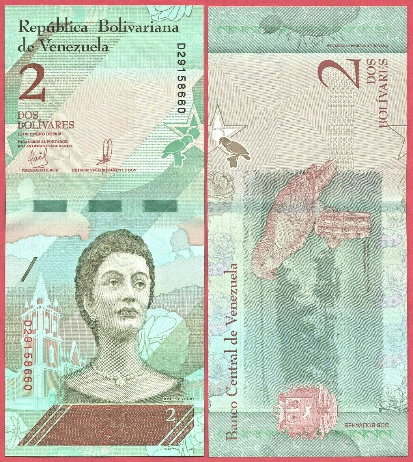 Amerika, sedler, 2 Bolivares