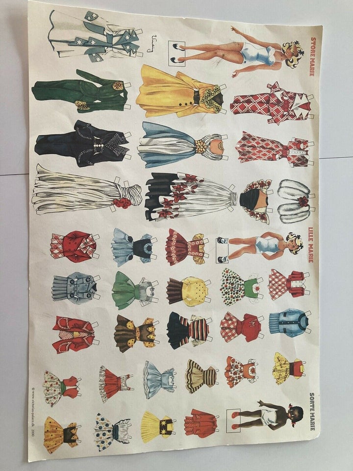 Påklædningsdukker, Ark med Store Marie, Lille Marie og