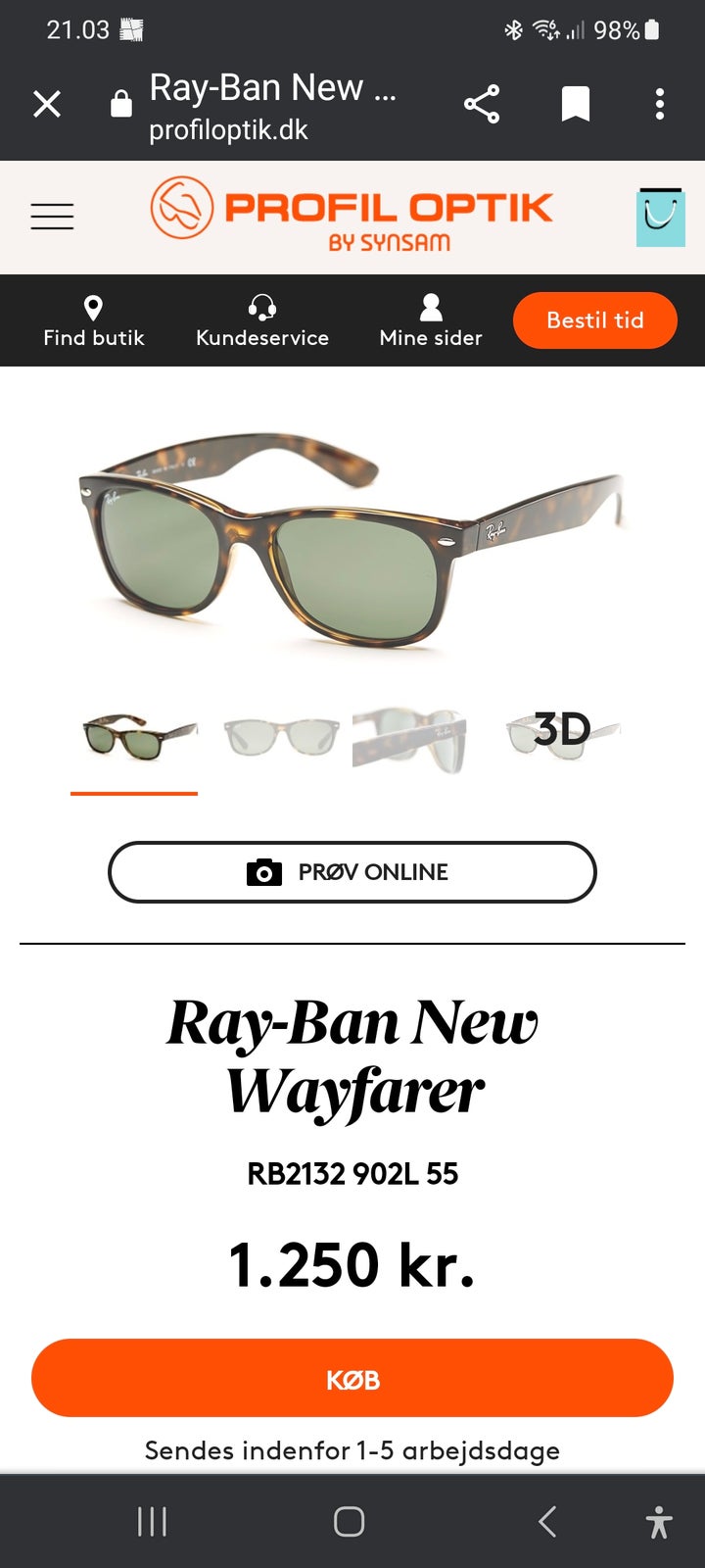Solbriller unisex, Ray-ban New wayfaere – dba.dk – Køb og Salg og Brugt