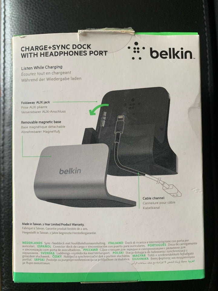 Holder, t. iPhone, Belkin Charge + Sync Dock med Audio Port