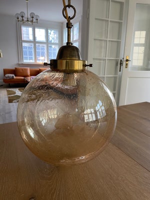 Pendel, Gammel glaskuppel lampe med messing fra 1960'erne, Flot gammel tysk lampe fra 60'erne med de