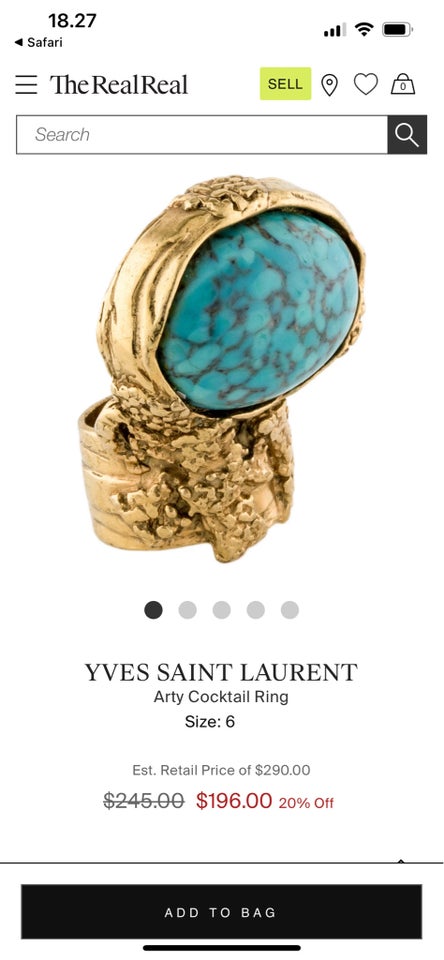 Fingerring, forgyldt, Yves Saint Laurent