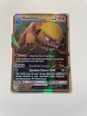 Samlekort, Pokemon, Gumshoos GX 110/149

Rarity: Ultra Rare
Card Type: Pokémon – GX
Type: Colorless
