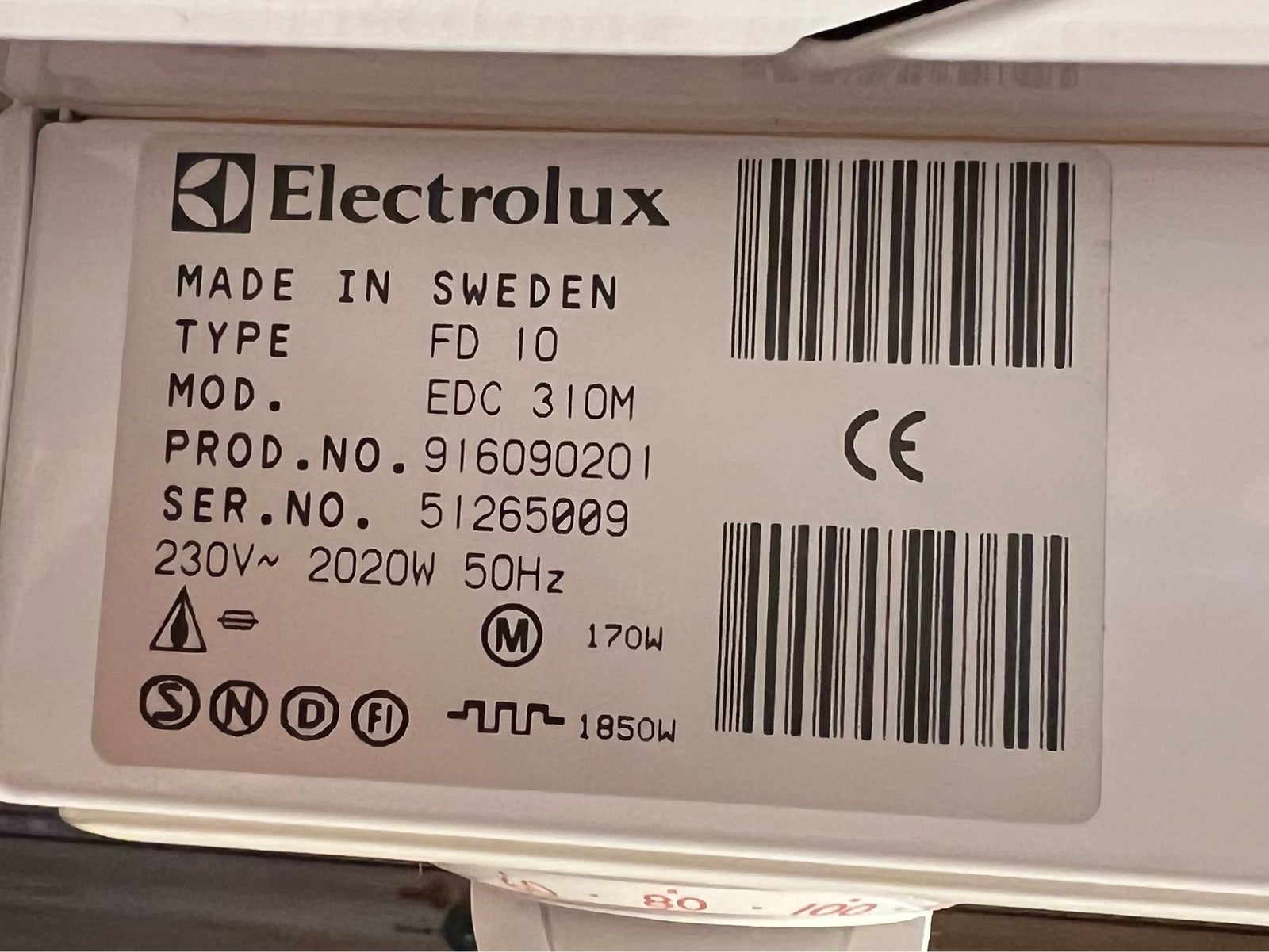Tørretumbler, Electrolux EDC310M, energiklasse C