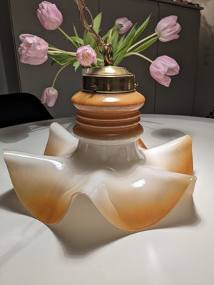 Pendel, Tulipan Loftlampe, Stor VINTAGE Tulipan loftlampe i smukt glaseret tykt glas.
Den er fuldstæ