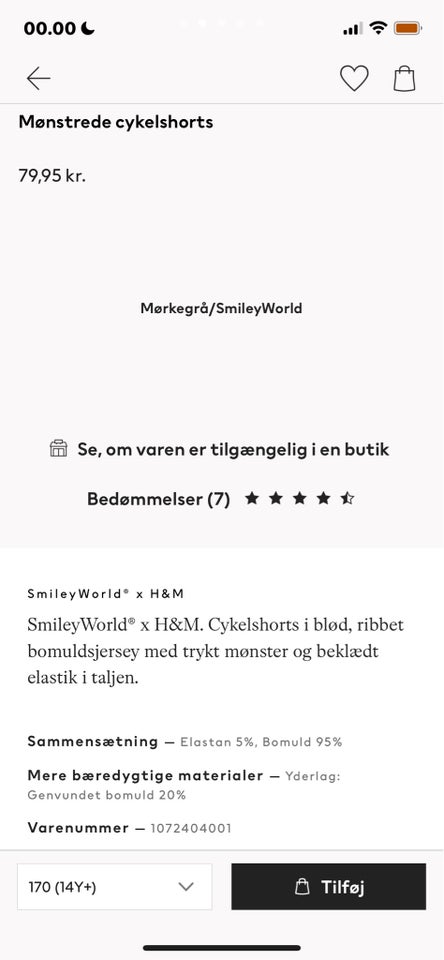 Sæt, T-shirt & cykelshorts, SmileyWorld x H&M