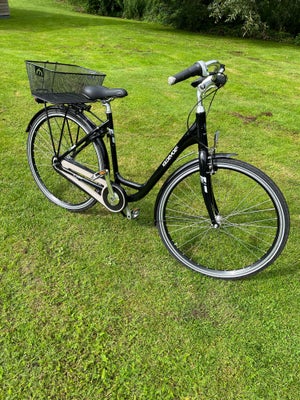Damecykel,  Kildemoes, City, 51 cm stel, 7 gear, Velholdt cykel, med trådkurv bag og taske foran, (b
