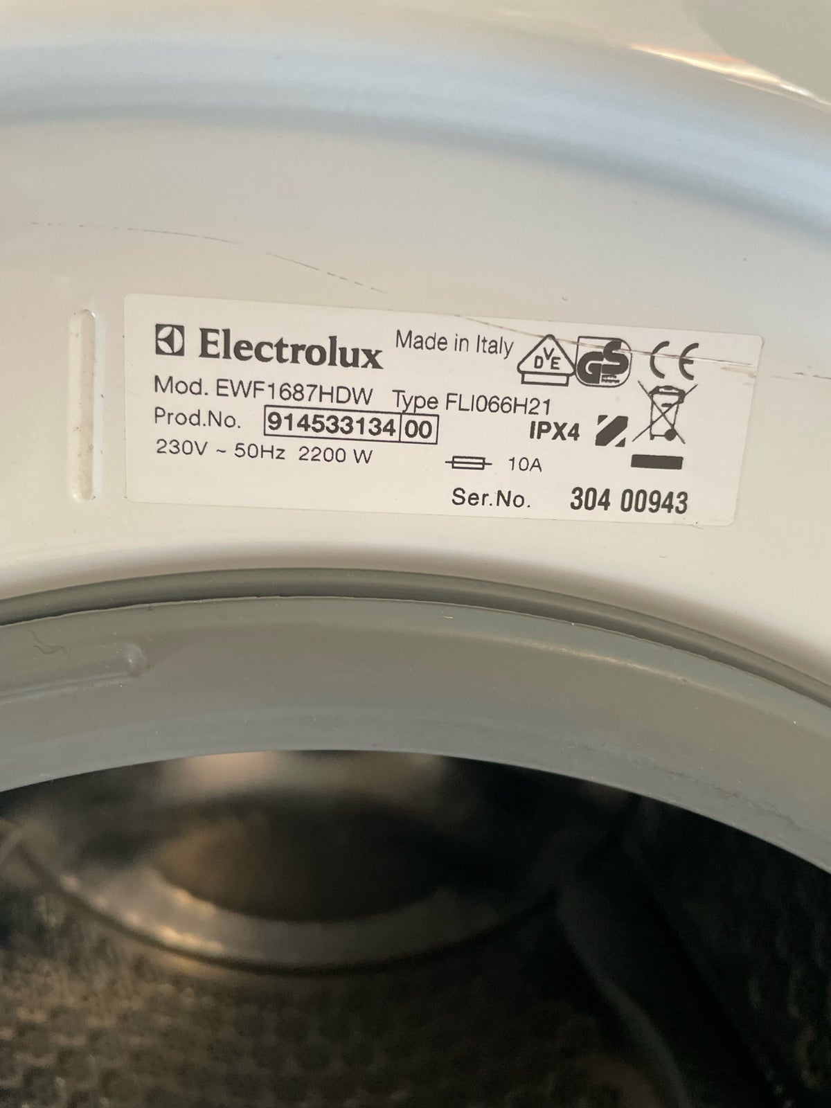 Electrolux vaskemaskine, ewf1687hdw, frontbetjent