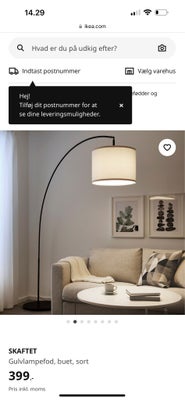 Standerlampe, Ikea skaftet, Stor flot hængelampe. Ikea skaftet og kappeland skærm. Brugt over bord i