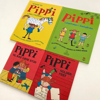 Pippi Langstrømpe, diverse, Astrid Lindgren, Fire fine billedbøger om Pippi Langstrømpe af Astrid Li