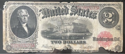 Amerika, sedler, 2 dollar, 1917, 2 dollar 1917 serien - red seal - red serialnumber
Sidste serie med