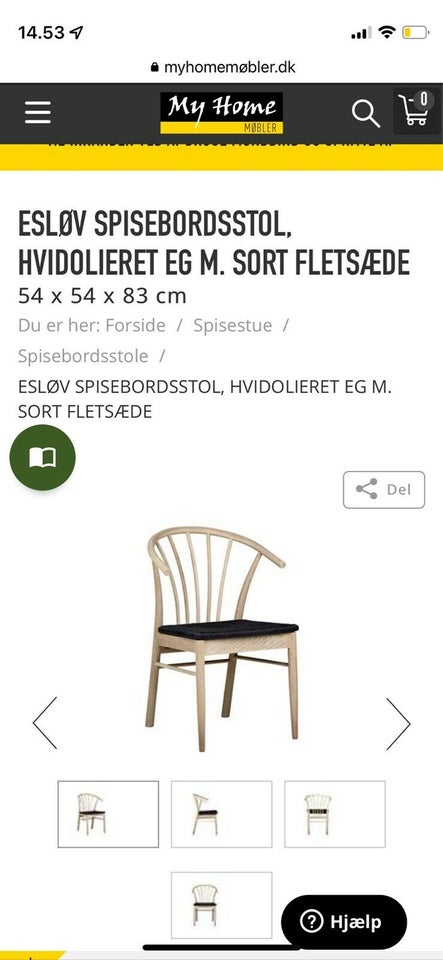 Spisebordsstol, Træ og flet, Myhome