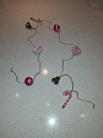 Julepynt - mini kæde med lyserødt pynt