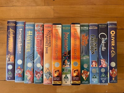Tegnefilm, VHS 22 film, instruktør Disney Steven Spielberg, 22 VHS film, se fotos. Sælges samlet.