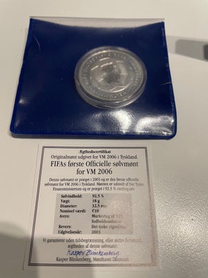 Danmark, mønter, 10 euro, 2006, Fifa's officielle sølvmønt for VM 2006
Aldrig pakket ud.