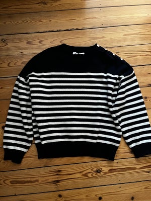 Sweater, ZARA, str. 42, Sort/hvid, Næsten som ny, Sort/hvid sweater fra ZARA i str. XL/42 kan bruges