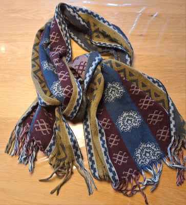 Tørklæde, Halstørklæde, Ukendt, str. 40x180 cm,  Blå bordoux og sort,  Næsten som ny