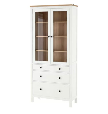 Vitrineskab, IKEA, Display cabinet with 3 drawers, white stain/light brown,90x197 cm
It was bought l