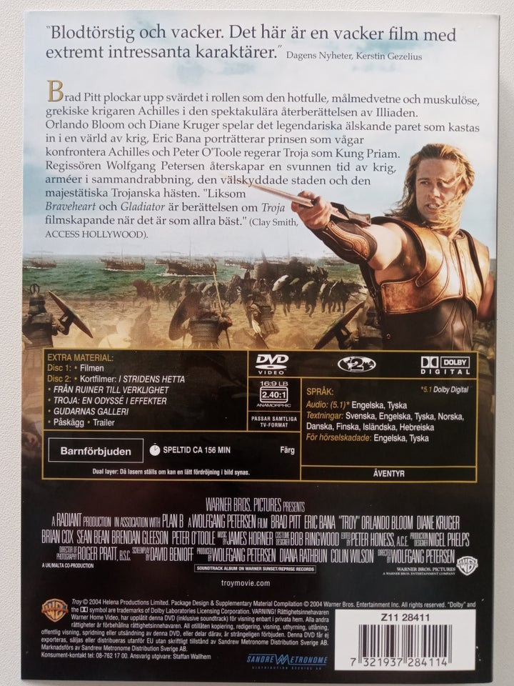 Troja, DVD, eventyr