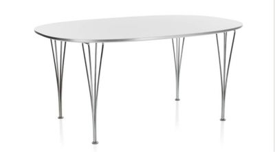 Spisebord, Hvid laminat, Fritz Hansen - Piet Hein, b: 100 l: 150, Piet Hein skabte, sammen med den s