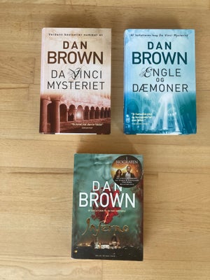 Da Vinci Mysteriet, Engle og dæmoner, Inferno, Dan Brown, genre: krimi og spænding, 3 bøger af Dan B