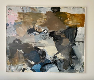Oliemaleri, Buus , b: 100 h: 120, Smukt abstrakt maleri med pastel farver 