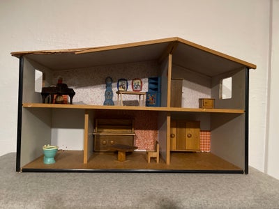 Dukkehus, Lundby dukkehus med møbler, Lundby dukkehus med forskellige møbler. 
Dukkehuset har en lis