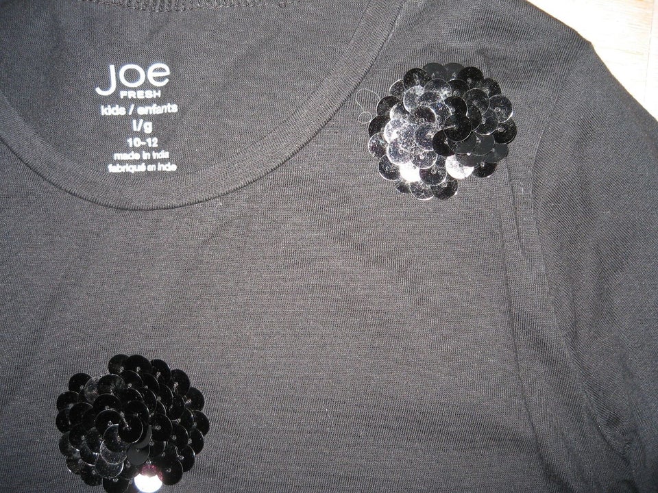 T-shirt, Sort m "pailliet bomber", Joe