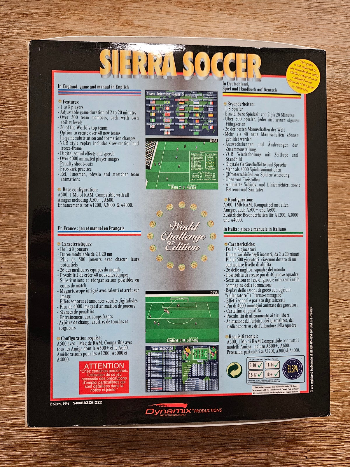 Sierra Soccer - World Challenge Edition, Amiga 500