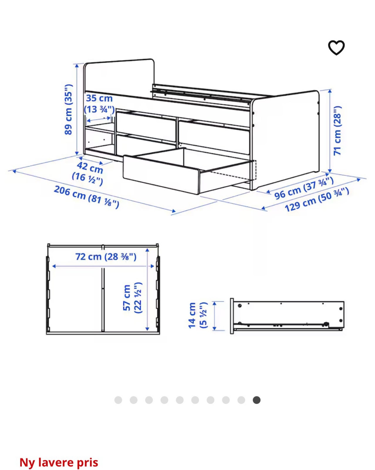Enkeltseng, Ikea släkt, b: 90 l: 200 h: 71