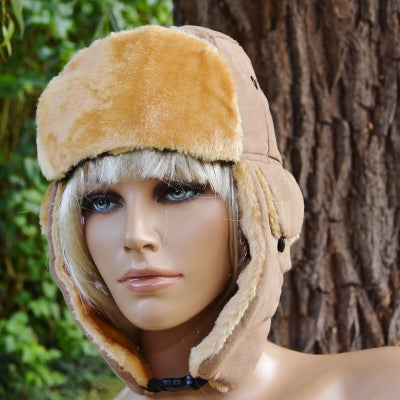 Hat, Fransk, str. One size,  Ubrugt, Pelshue Imiteret pels hue skøn blød varm imiteret pels i vintag