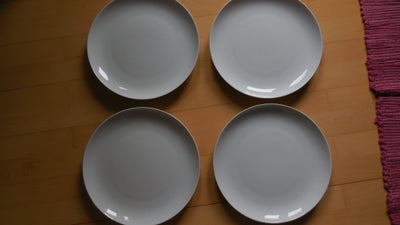 Porcelæn, tallerkener, Atelier, 4 stk. hvide flade tallerkener, diameter 27 cm. Ingen skår. Tallerke