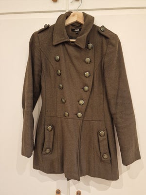 Frakke, str. 36, Asos,  Grøn / Army,  Uld,  God men brugt, Flot vintage regiment trenchcoat i uldbla