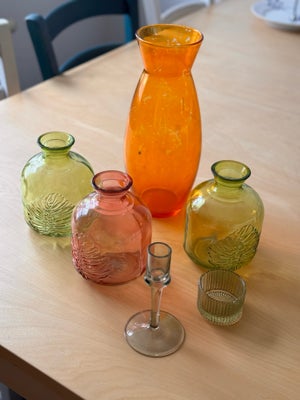 Glas,  Vaser/lysestage, Andet, Farvet glas
Vaser
Lysestage