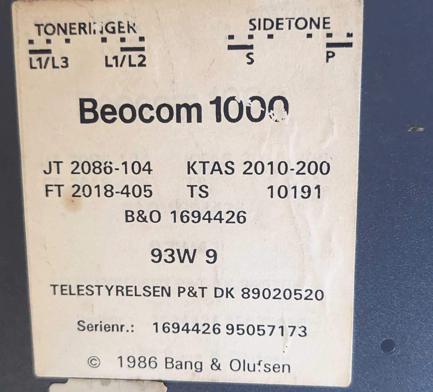 Bordtelefon, Bang & Olufsen, Beocom 1000