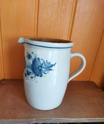 Keramik, Keramisk kande med blå blomster. Vintage / gammel, Vintage / gammel keramisk kande med blå 