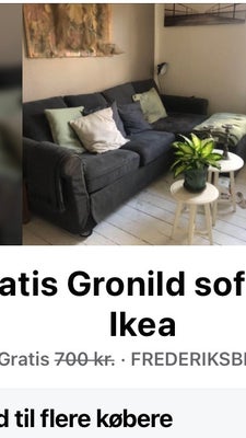 Sofa, bomuld, Gronild ikea, Gratis sofa fra Ikea, afhent, du skal bare selv skille chaselongen af.??