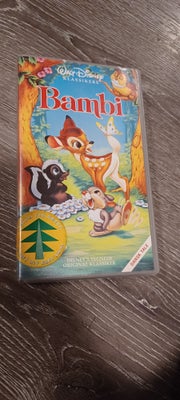 Animation, Disney BAMBI, disney bambi org. tegnefilm på VHS.
sælges utestet da jrg ikke har en vhs m
