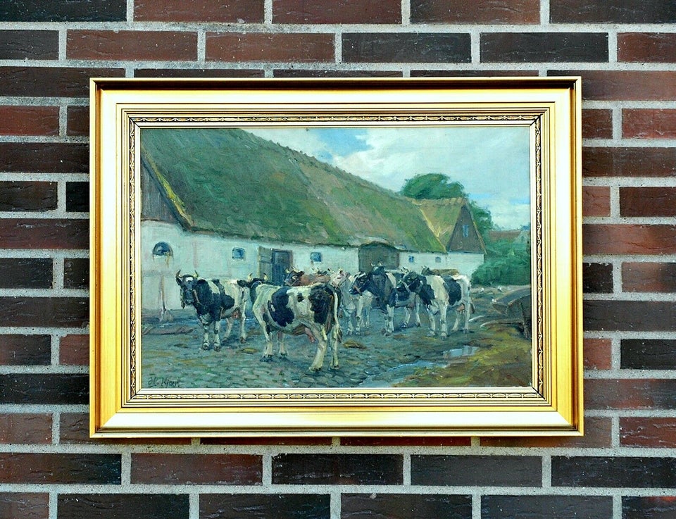 Oliemaleri, af Harald Kjær (1876-1948), motiv: Dyr