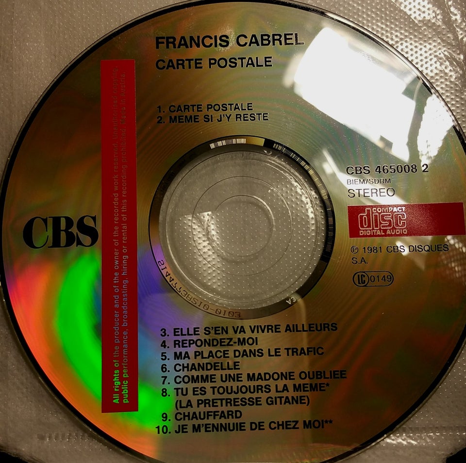 Francis Cabrel - Carte Postale (LP, Album)