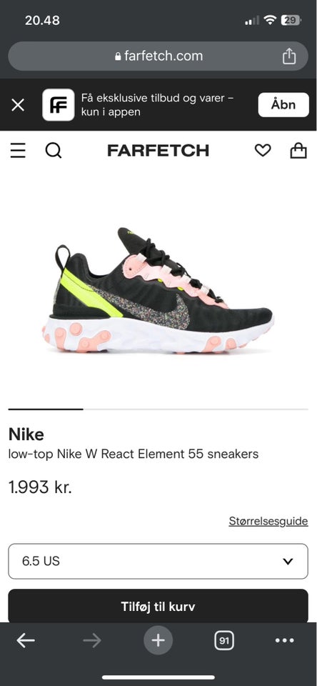 Sneakers, str. 38,5, Nike React Element 55 – dba.dk – Køb og Salg af og Brugt