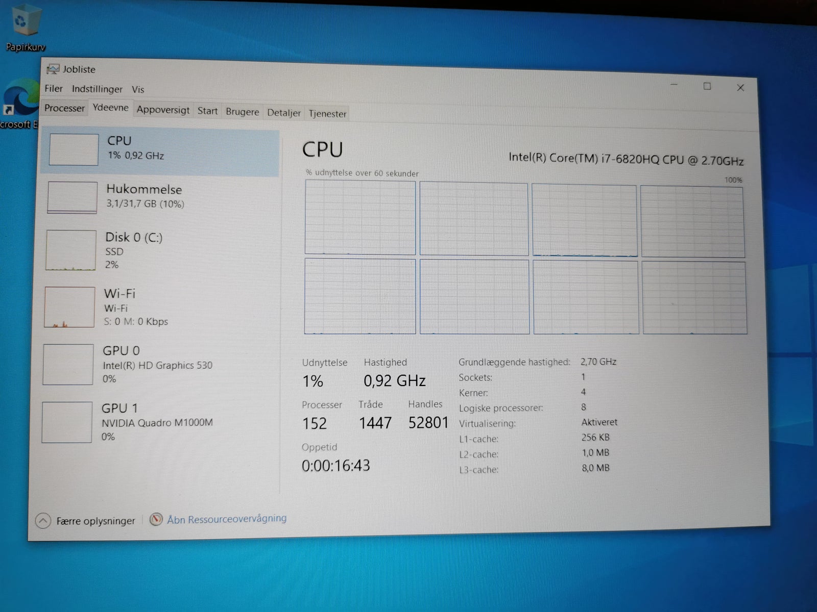Dell Precision 7510, 2.7/3.6 GHz, 16 GB ram