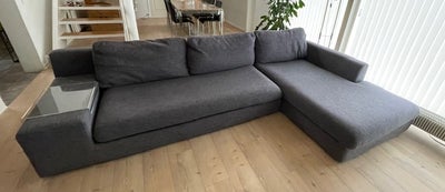 Chaiselong, stof, 5 pers., Sofa med chaiselong fra røgfrit hjem. Koksgrå.
Mål: 
Længde 3,2 m
Bredde(