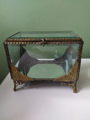 Glas, Smykkeskrin, Skrin. 15,5 x 13 cm