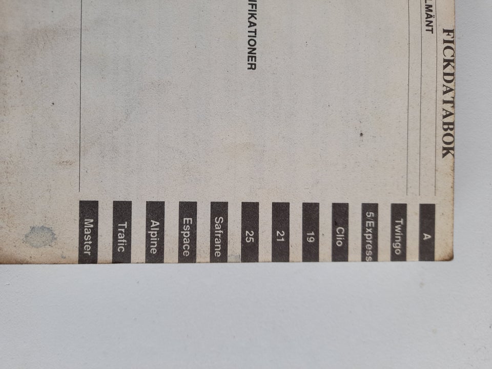 Tekniske data, Renault